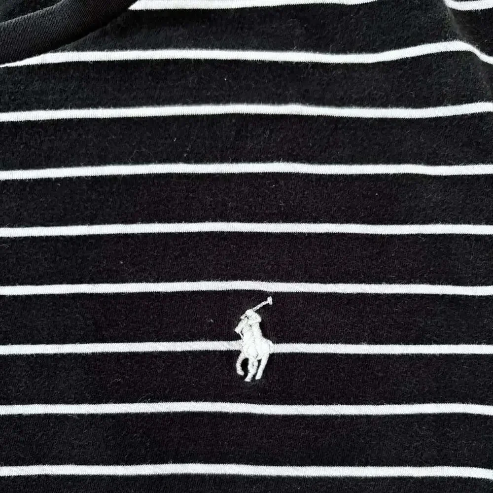 Polo Ralph Lauren Striped T-Shirt Size M Black White Logo Tee